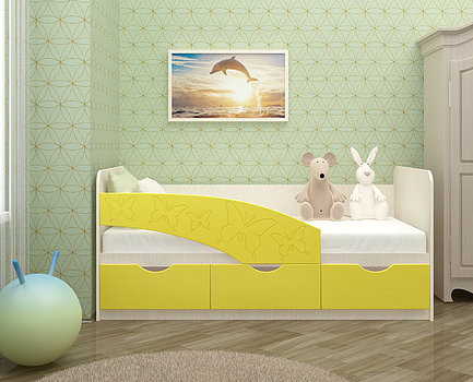 Детская Кровать Бабочки/Разные Цвета