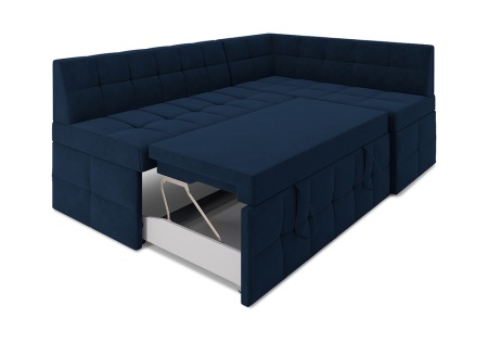 Кухонный угловой диван дельфин Атлантис велюр темно-синий