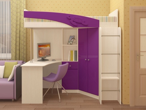 Детская Чердак Ириска МДФ Разные Цвета ( 2,03х1,95х1,2/спальное место 0,8х2,0)