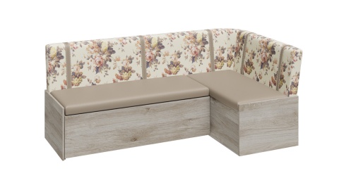 Скамья угловая со спальным местом «Париж» (Баттл Рок/ Цветы бежевые)